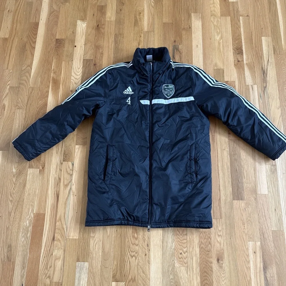 ADIDAS CLIMAPROOF Mens L Parka Stadium Jacket Coat. Patches‎ #4